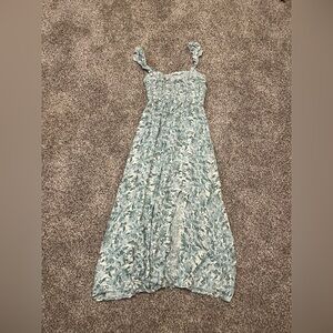 Lush green and White Floral Maxi Dress